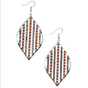 Paparazzi orange & silver earrings